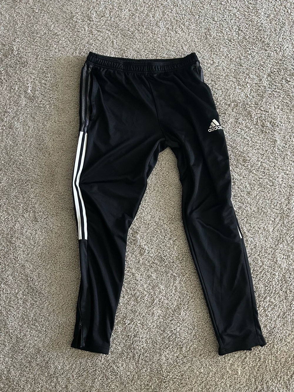 AdidasBlack Track Pants with White Stripes